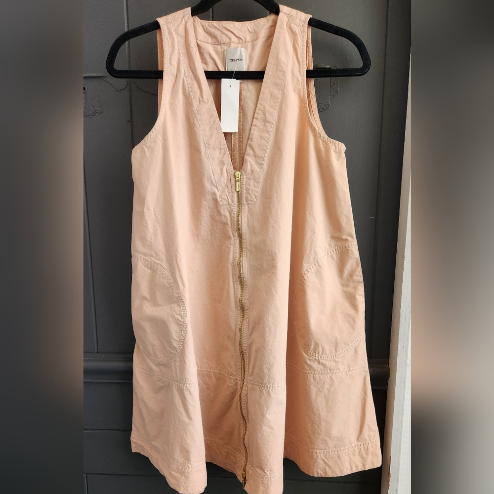 Maeve Sleeveless Zip Front Light Pink Top